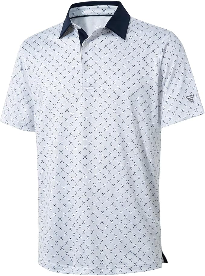 Golf Shirts for Men Dry Fit Short Sleeve Print Performance Moisture Wicking by MAELREG