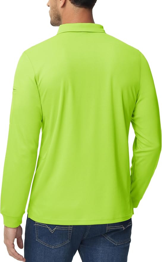 MAGCOMSEN Men's Polo Shirts 3 Button Quick Dry Performance Long Sleeve Tactical - Image 5