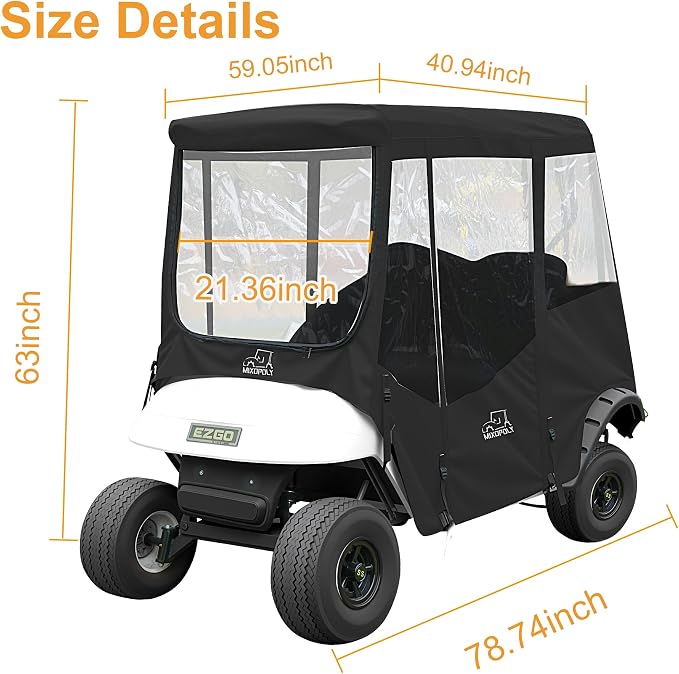 Golf Cart Enclosure Rain Cover 2&4Passenger, EZGO TXT RXV/Club Car Ds&Precedent - Image 6