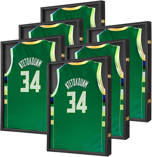IHEIPYE Jersey Frame Display Case 6 Pack - Large Sport Jersey Shadow Box with 98% UV Protection Acrylic for Baseball, Basketball, Football, Soccer, Hockey, Shirt and Uniform