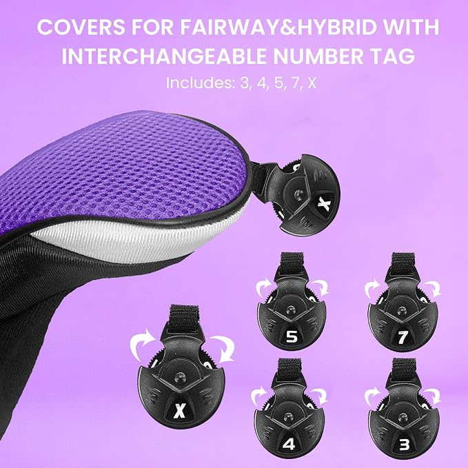 FINGER TEN Golf Club Head Covers Woods Hybrids 1/2/3/4 Pack, Headcovers Men - Image 4