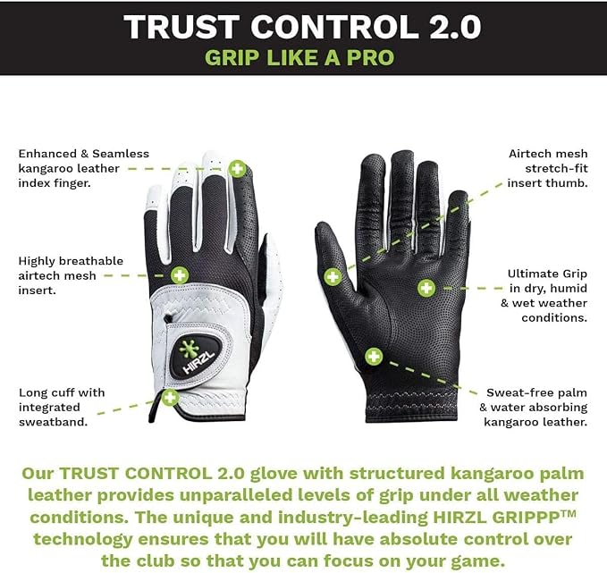 HIRZL Trust Control 2.0 Golf Gloves, All Weather Mens Golf Glove, Kangaroo - Image 4