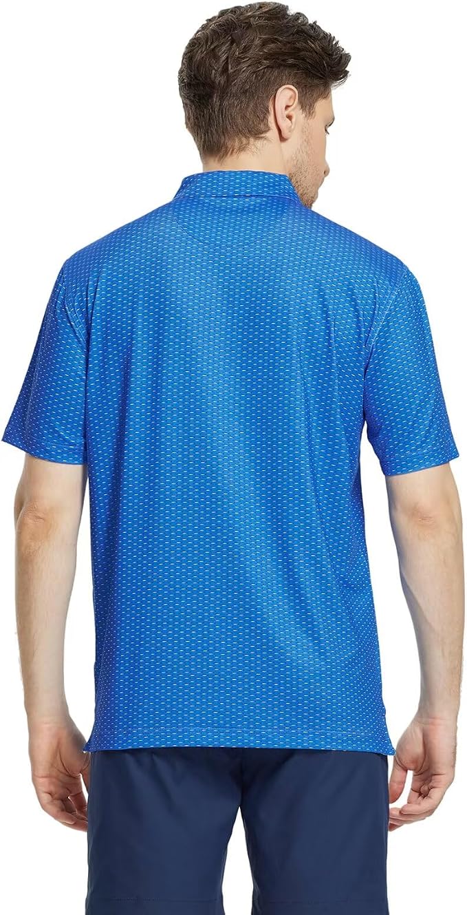 M MAELREG Mens Golf Shirt Short Sleeve Dry Fit Print Moisture Wicking - Image 4