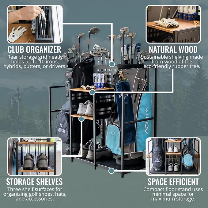 Teal Triangle Golf Storage Organizer, Heavy Duty Garage Freestanding Storage - Image 4
