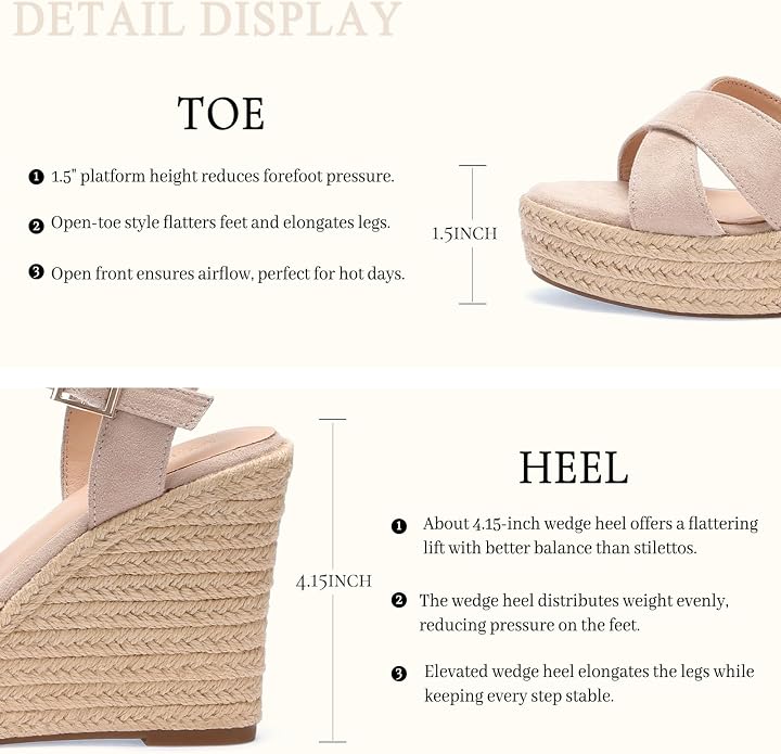 VICKI·VICKI Wedges for Women Platform Sandals Wedge Heels for Sandals - Image 6