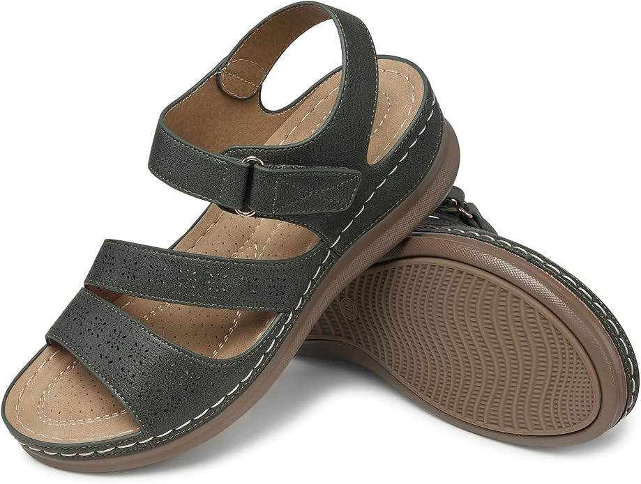 SHIBEVER Women's Wedge Sandals Platform: Comfortable Dressy Arch Support Ankle - Image 6