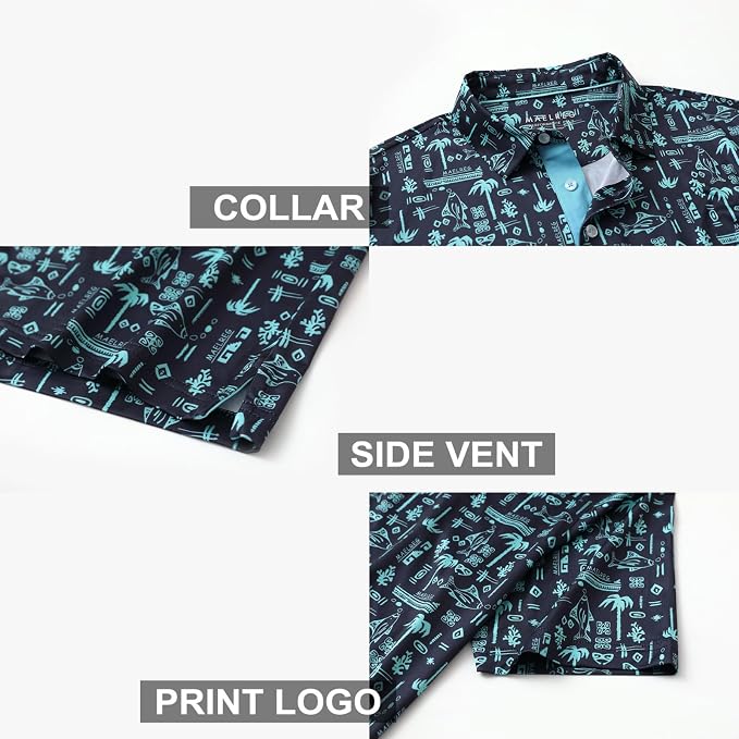 Golf Shirts for Men Dry Fit Short Sleeve Print Performance Moisture Wicking - Image 4