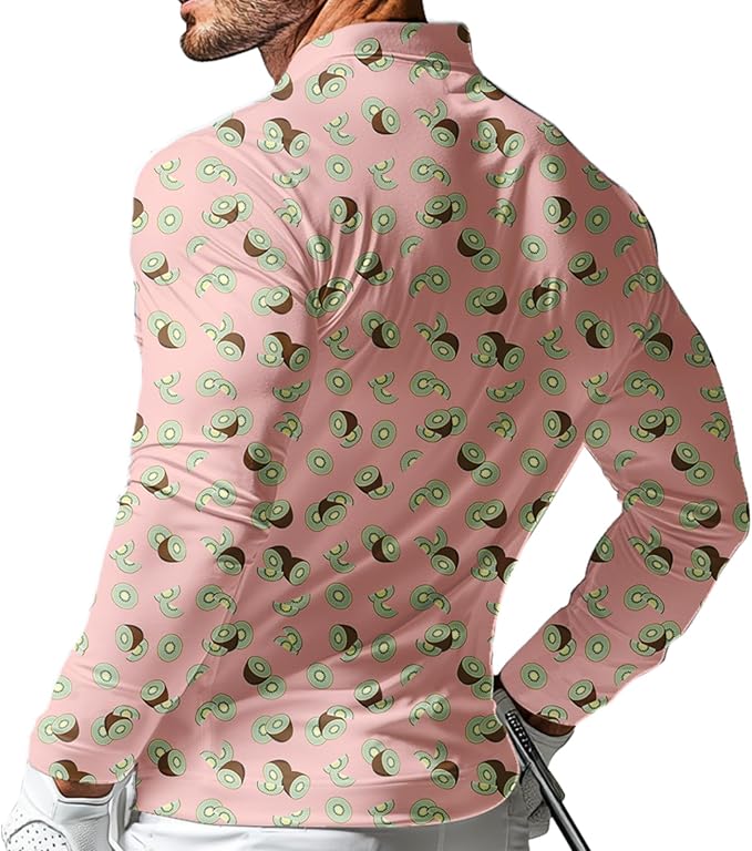 Men's Long Sleeve Golf Shirt Quick Dry 3 Button Work Fishing Outdoor Casual - Image 2