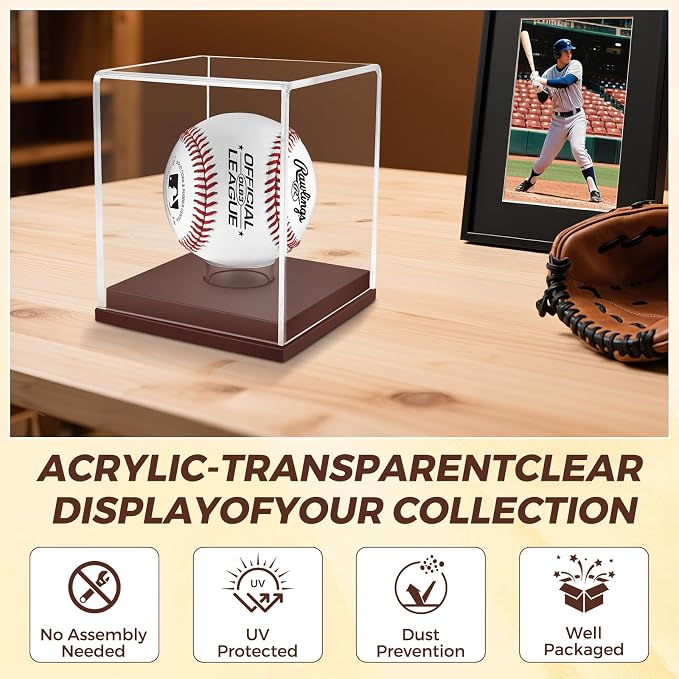 Baseball Display Case, UV Protected Clear Acrylic Cube Golf Ball Display Holder - Image 3