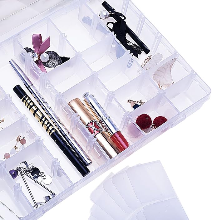 Gospire 36 Grids Clear Plastic Jewelry Box Organizer Storage Container - Image 8