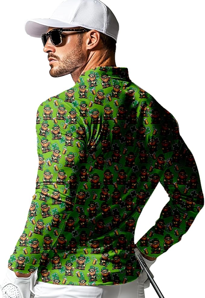 Men's Long Sleeve Golf Shirt Quick Dry 3 Button Work Fishing Outdoor Casual - Image 2