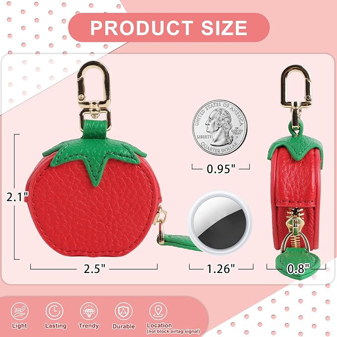 XSUIOY Orange Fruit Coin Purse Keychain Bag Charm, Mini Leather Coin Purse & - Image 2