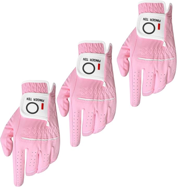 Womens Ladies Golf Rain Gloves Value 3 Pack Left Right Hand, Enhanced Wet Hot by AmySport