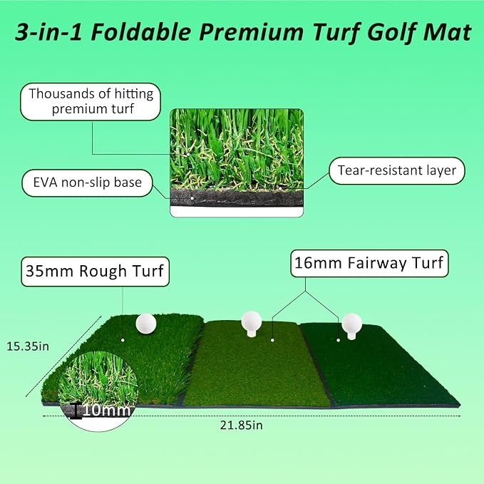 Gagalileo Golf Net: Backyard Practice Hitting Driving Training by Turf Mat - Image 7