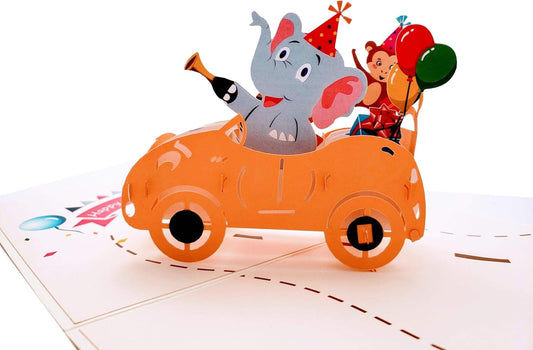 iGifts And Cards Jungle Birthday Party Pop-Up Card 5" x 7" – Fun Animal Celebration 3D Greeting for Kids, Friends, Family, Safari Lovers, Party Enthusiasts, Zoo Theme Surprise with Envelope