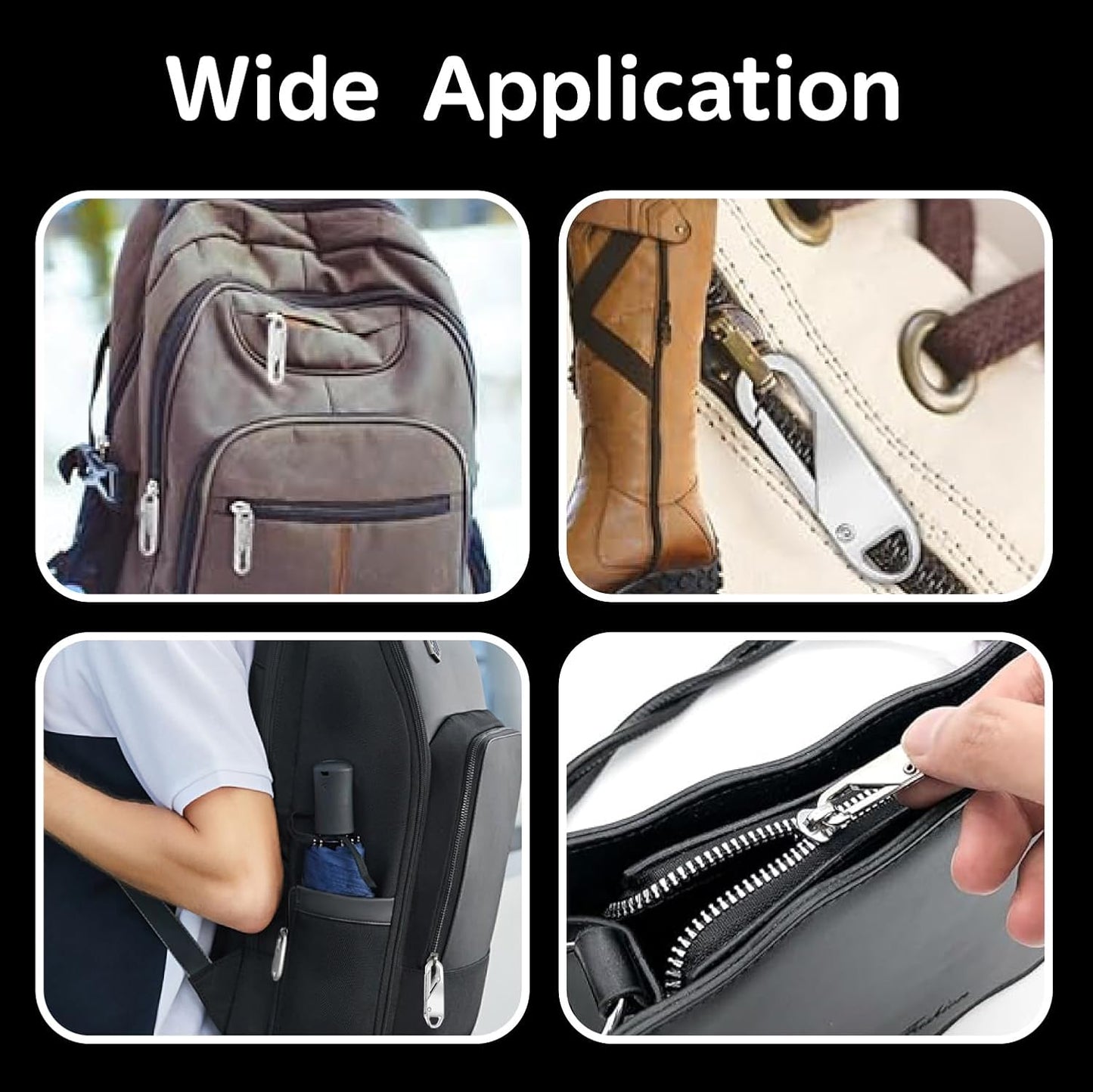 12Pcs Zipper Pull, Metal Zipper Pull Replacement, Detachable Zippers Pull Tabs, Metal Zippers Handle Mend Fixer Tab Repair, for Luggage Suitcase Backpacks Jacket