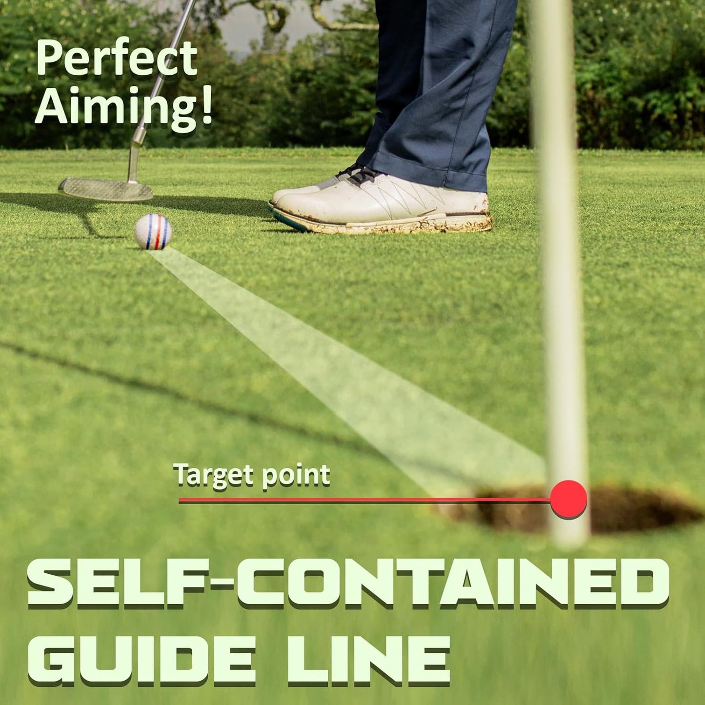 1 Pack 360° Triple Line Golf Ball Marker，Golf Ball Line Marker Tool，Golf Ball Marker Stencil，Alignment Ball Marker，Golf Accessories