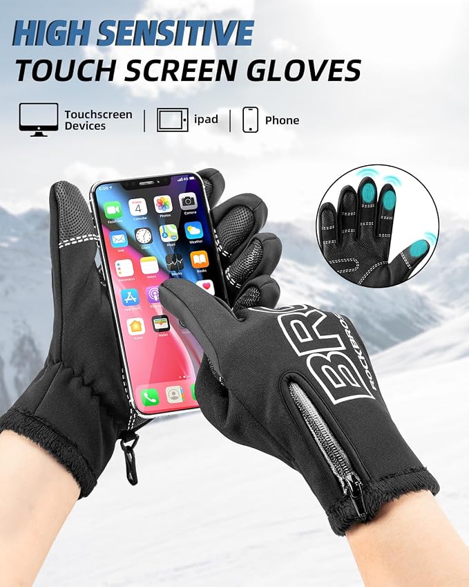 ROCKBROS Winter Cycling Gloves for Men Women Water Resistant Touch Screen - Image 3