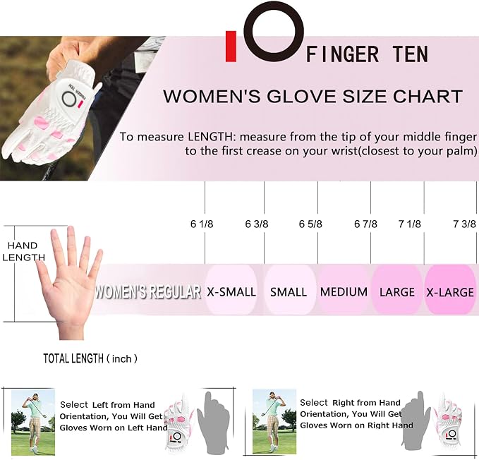 FINGER TEN Non Slip Golf Gloves Women 2 Pack - Image 6
