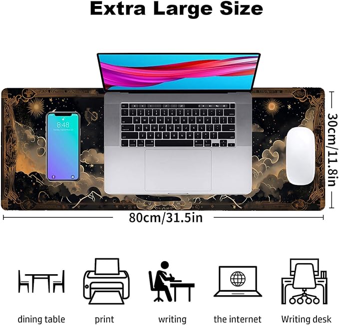 Mystical Black Cat Gaming Mouse Pad, Office Desk Mat, Anti-Slip Rubber Base - Image 3