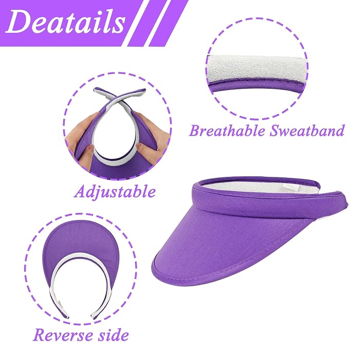 2 Pack Sun Visor Hats Women Men Clip On Wide Brim Visors Hat Outdoor Sports - Image 2