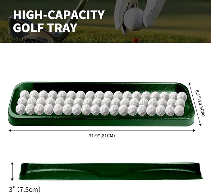 Golf Ball Tray, Dark Green | 100-Ball Capacity | Heavy-Duty High-Impact Plastic - Image 2