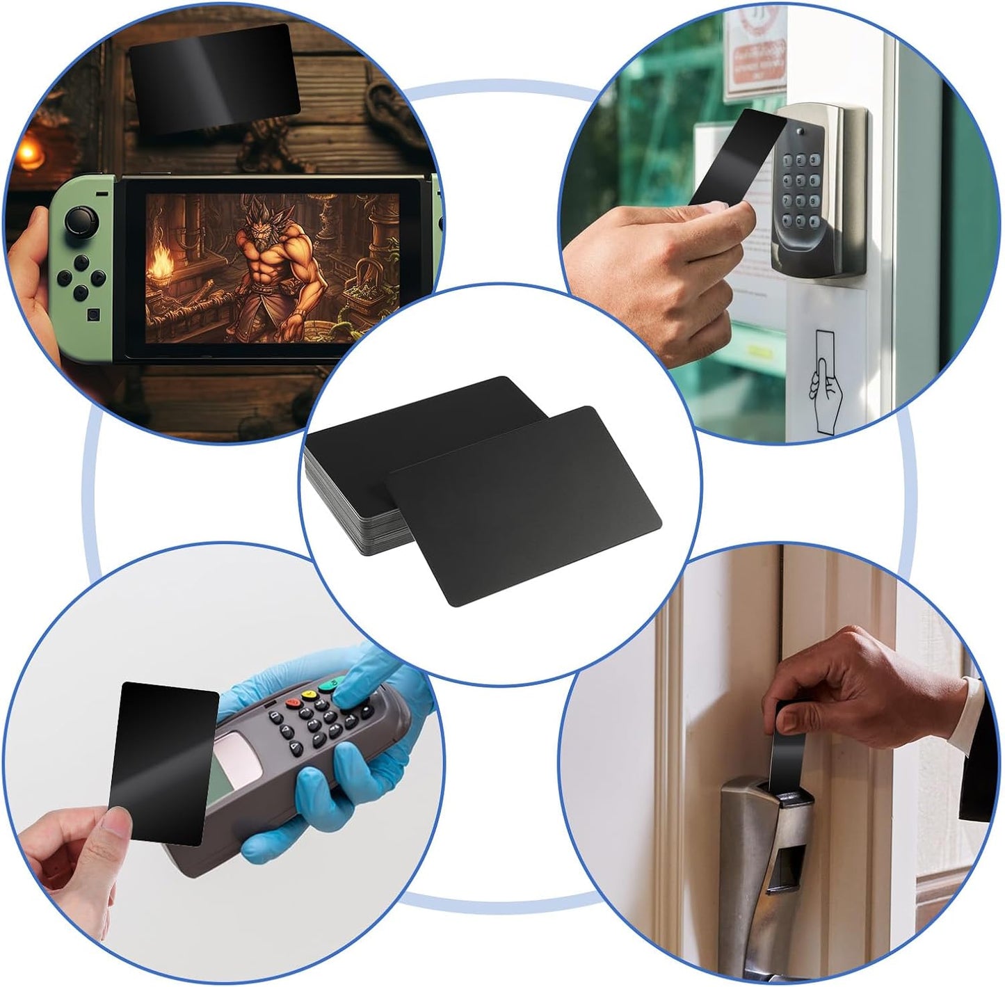 200 Pcs NFC Card Rewritable NTAG 215 Blank PVC Cards Programmable NFC Business Black Card Chip Byte Tag Work with All App Plastic ID Tags for ID Badge Credit Cards Identification