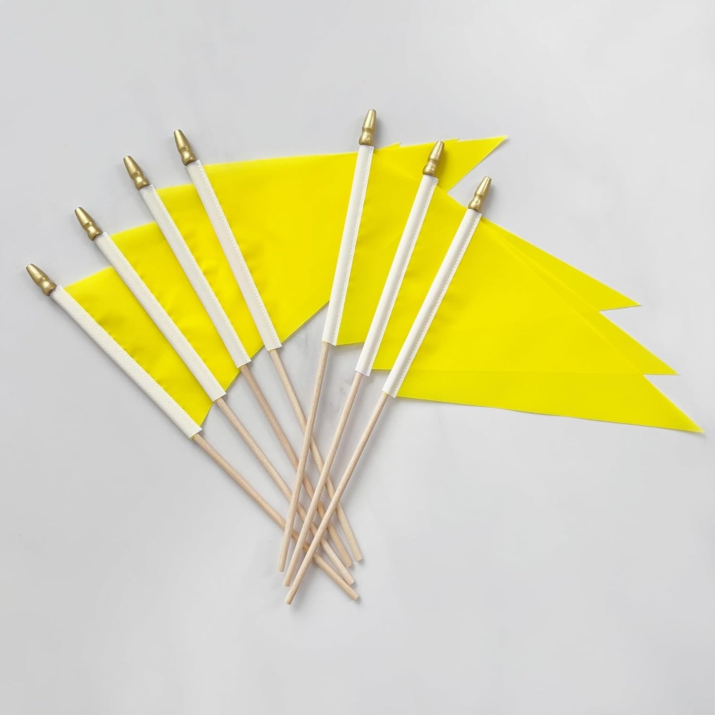 20 Pack Solid Color Yellow Blank Pennant Flags on Wood Stick Small Mini Plain DIY Graffiti Flags,Decorations for Parades,Grand Opening,Kids Birthday,Sports Clubs,5x8 Inch