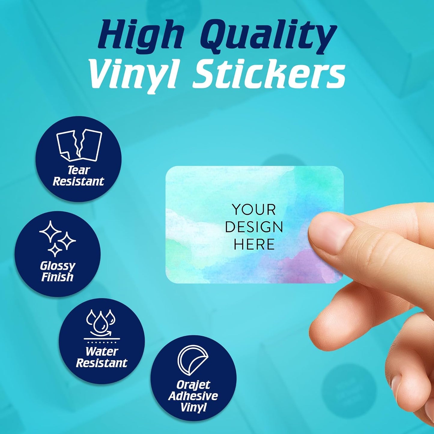 100 Custom Vinyl Stickers - Upload Your own Image, Text, Design, Logo - Personalized Logo Labels for Handmade, Packaging, Bottle, Jars, Candle, Brand Stickers (Sky Blue, 5x3)
