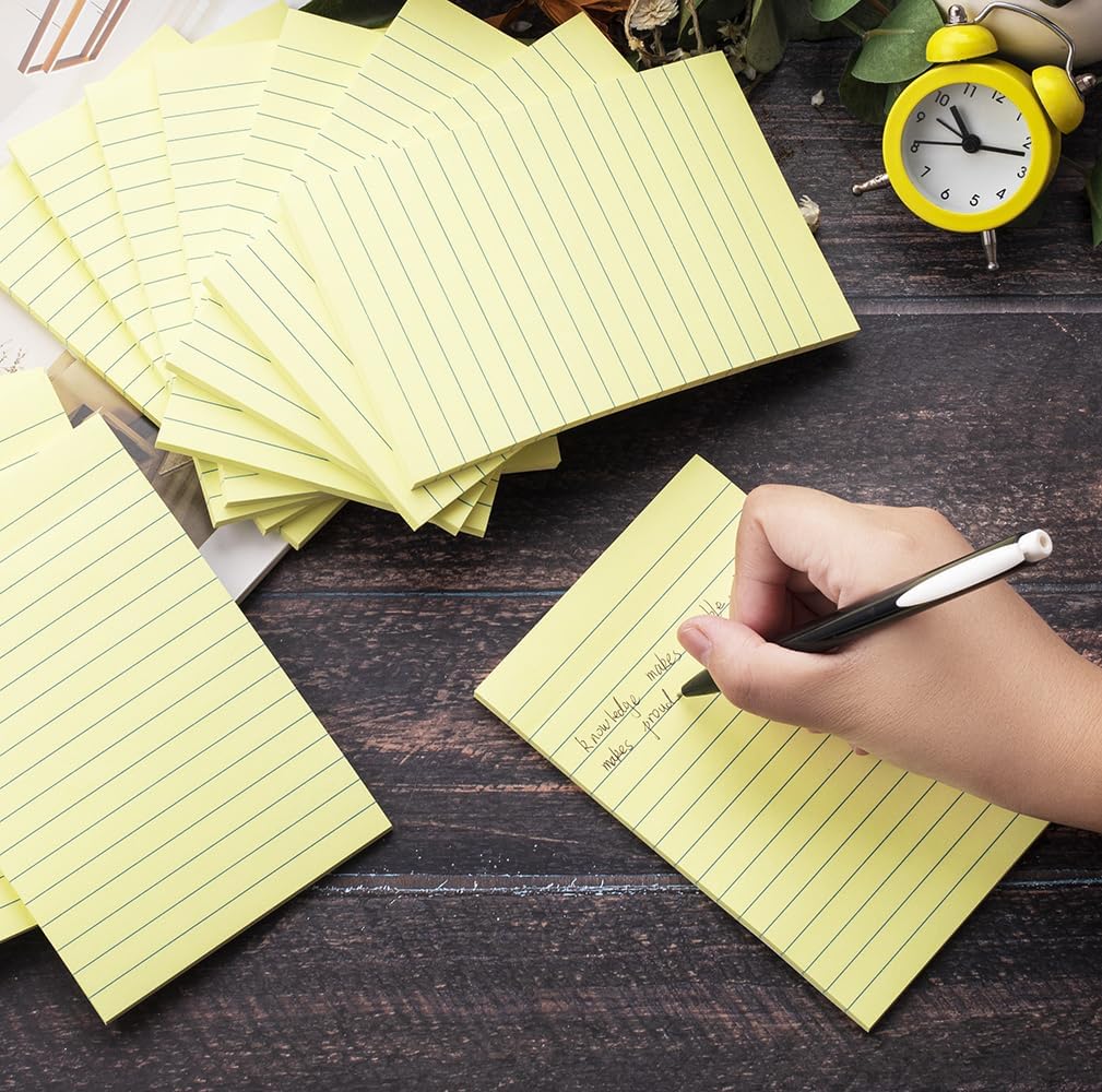 (12 Pads) Sticky Notes 4X6 in Yellow Stickies Super Sticking Power Memo Pads Strong Adhesive