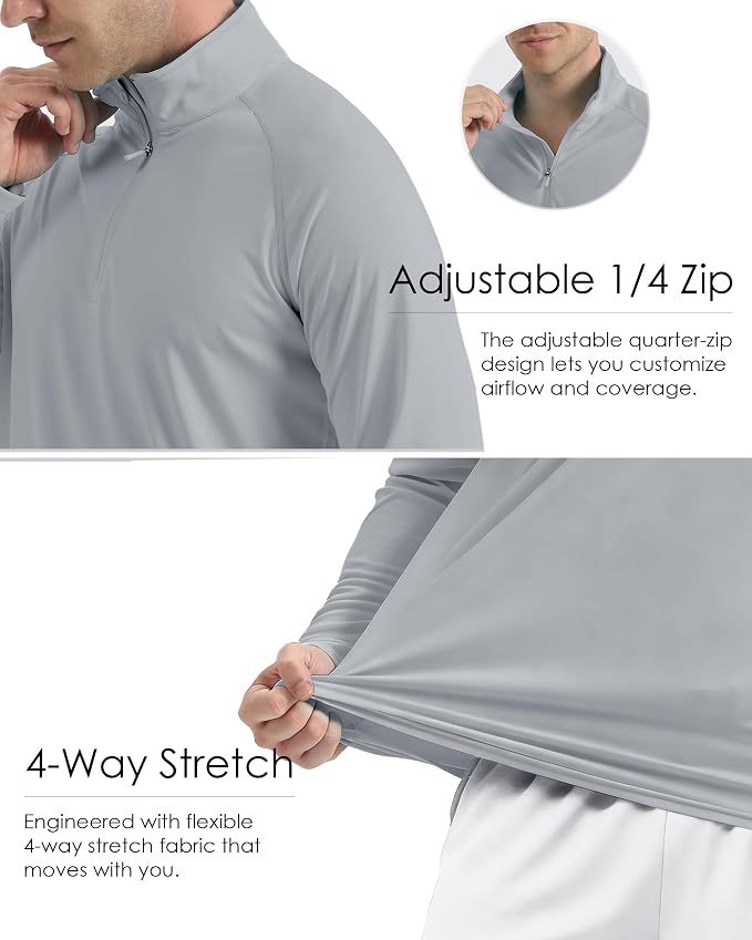 Boladeci Men's UPF 50+ Sun Shirts 1/4 Zip Long Sleeve SPF UV Protection - Image 6