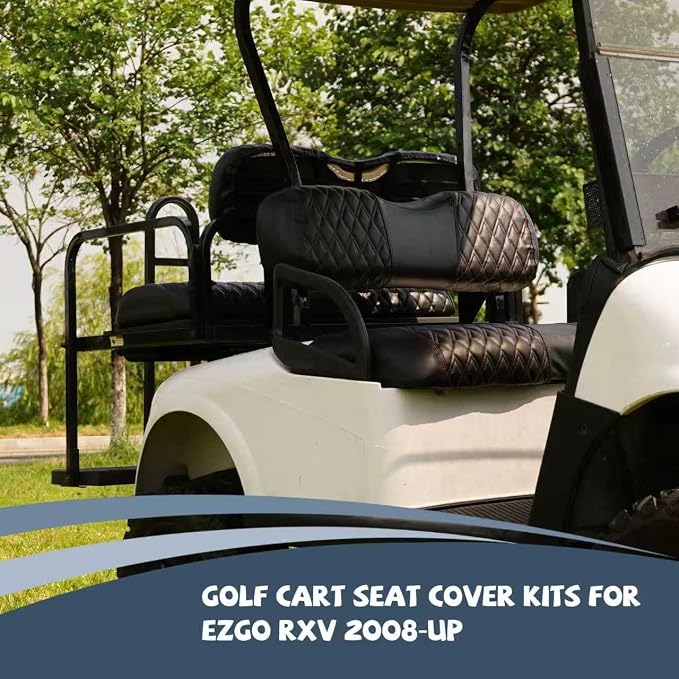 4PCS Golf Cart Diamond Seat Covers Kit, Fits EZGO RXV 2008+ Golf Cart Vinyl - Image 5
