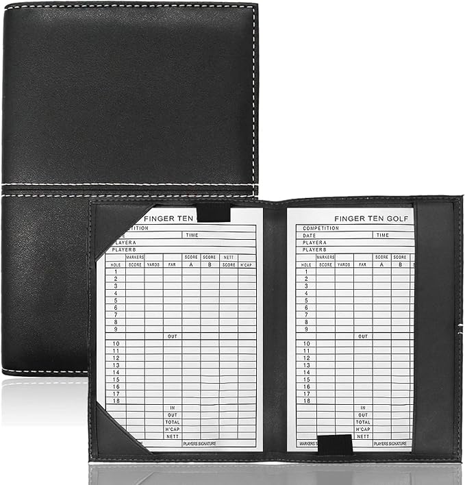 FINGER TEN Golf Scorecard Holder Leather Yardage Books Cover Lucky Clover by FINGERTENSport