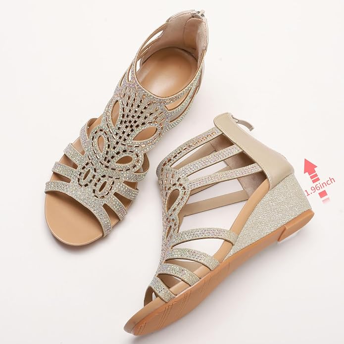 WOJWSKI Women's Slide Wedge Sandal Open Toe High Heel Zipper Back Platform - Image 2