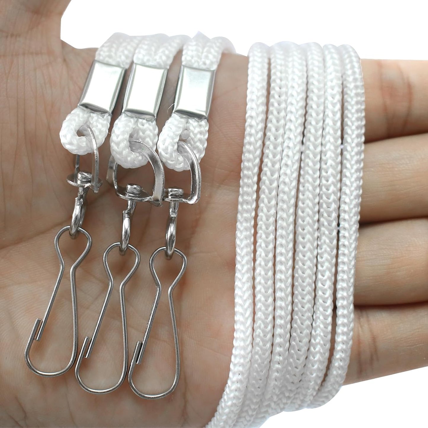 120 Pcs White Lanyards Premium Bulk Lanyards Round 36" with Swivel J Hook for ID Name Badge Holder, VIP, School, Kids, Coach, Conference, Festival and Hang Keys