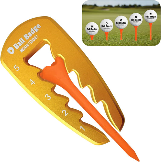 Ball Badge HeightRight Adjustable Golf Tee Height Tool – Precision Tee Height Setter for Consistent Swings, Durable Aluminum Design, Easy-to-Use Golf Training Aid