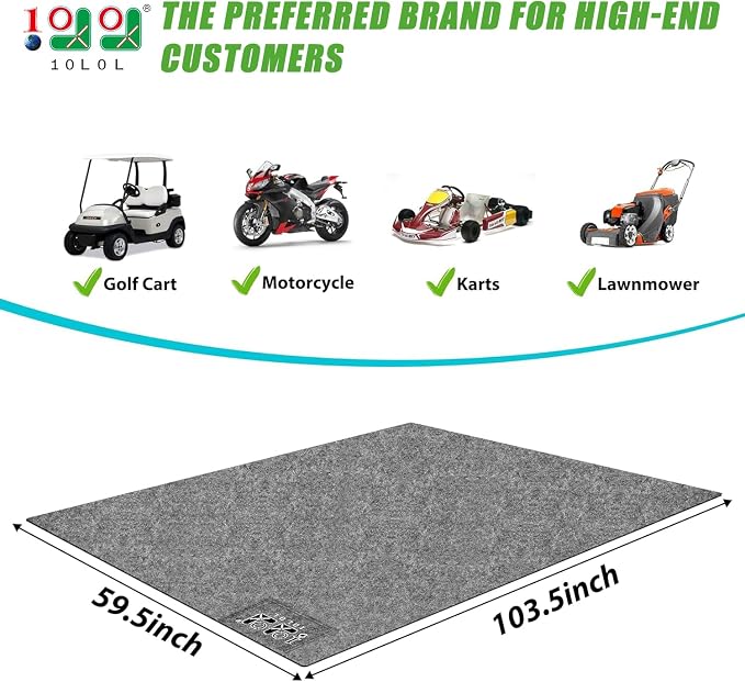 10L0L Golf Cart Garage Mat, Waterproof, Oil-Resistant, Anti-Slip Universal - Image 2