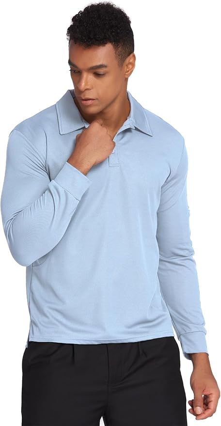 Deyeek Men's Polo Shirts Long Sleeve Golf Polo Shirts - Image 5