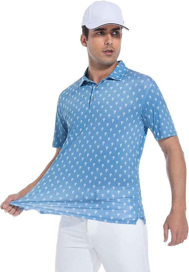 Esabel.C Golf Shirts for Men Dry Fit Performance Short Sleeve Print Moisture - Image 4