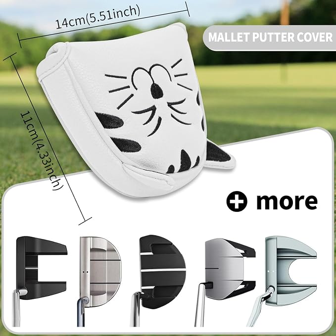 Golf Kitty Head Cover Golf Club White Leather Headcovers 1pc/4pcs Set Fits - Image 6