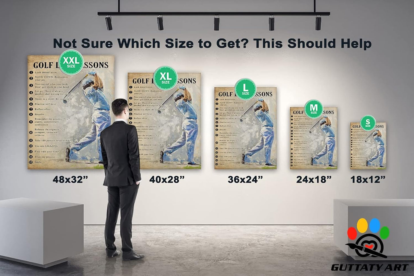 GUTTATY Golf Wall Art, Vintage Golf Pictures Posters Canvas Print Wall Decor for Golfer's Man Cave Home Ofice Ready to Hang (28x40 Inches)