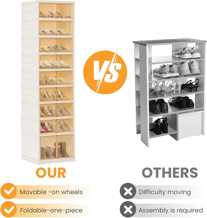 Portable Extra Large Folding Shoe Rack Set of 2, Shoe Organizer Storage Box - Image 7