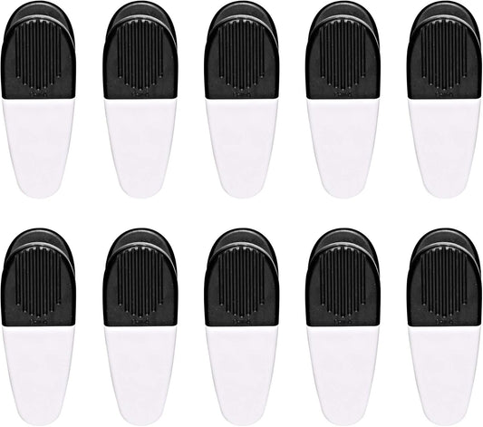 10 Magnetic Memo Holders Set - Large Clip, Plastic - White Black