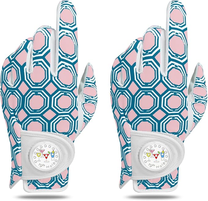 Golf Gloves Women with Ball Marker 2 Pack, Right Handed Golfer Left Hand by AmySport