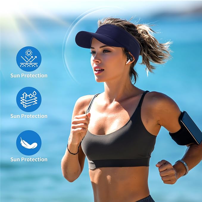 HH HOFNEN Sports Sun Visor Cooling Lightweight Stretchy Packable Running Golf - Image 2