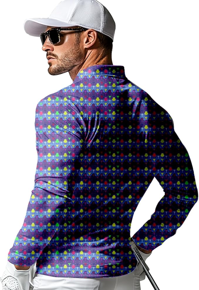 Men's Long Sleeve Golf Shirt Quick Dry 3 Button Work Fishing Outdoor Casual - Image 4