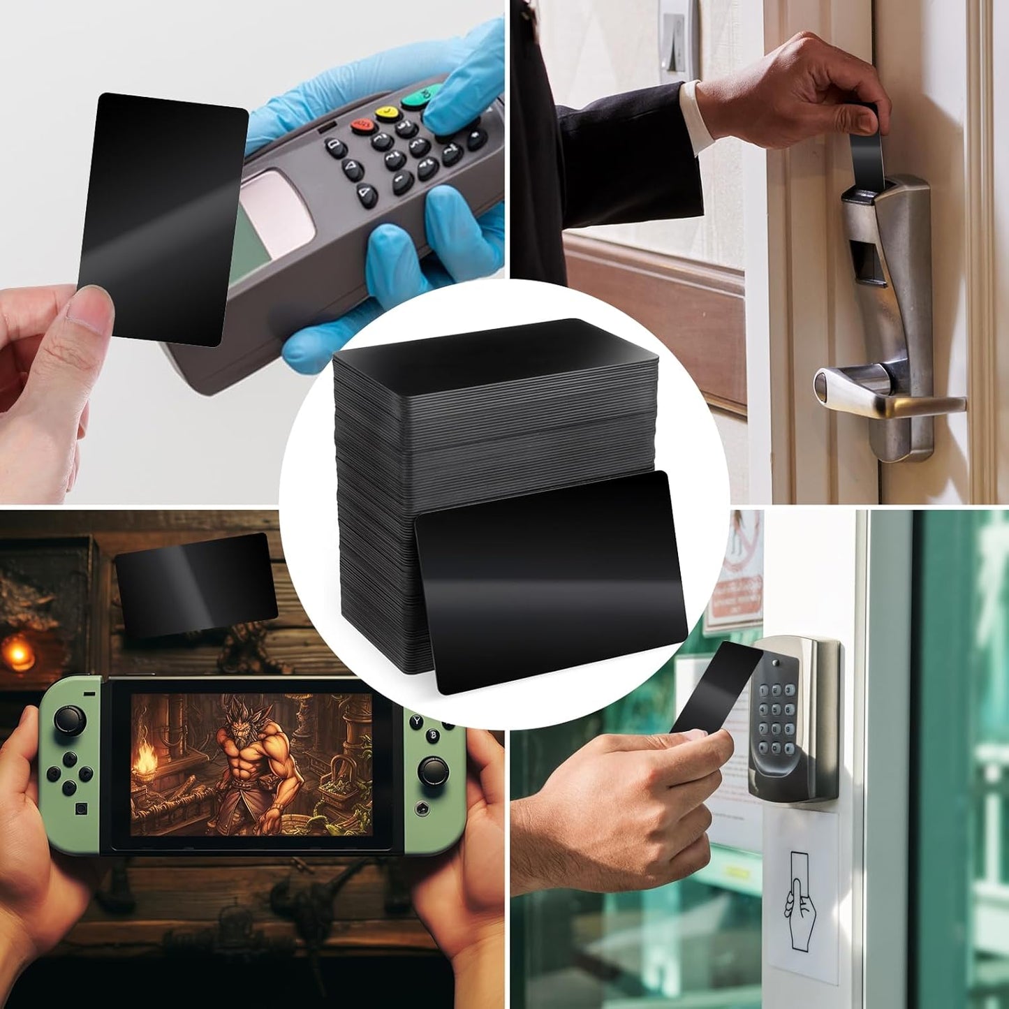 100 Pcs Black NFC Cards Rewritable Ntag 215 Blank PVC Card Programmable NFC Tag Business Black Card Chip Byte Tag Work with All NFC App Plastic ID NFC Tags for ID Badge Credit Cards Identification