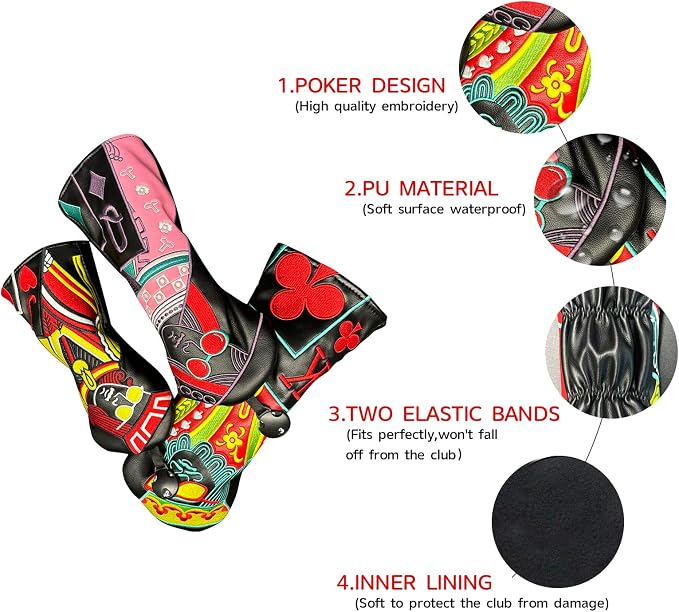 Poker Golf Headcover Golf Club Covers Fairway Wood Cover Headcover - Image 2