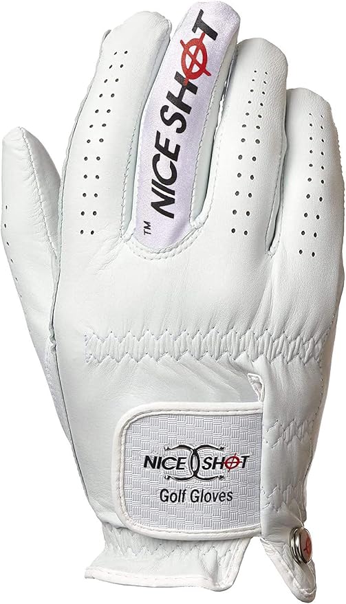 Nice Shot The Bird Men's Golf Glove in Premium White Cabretta Leather - Image 2