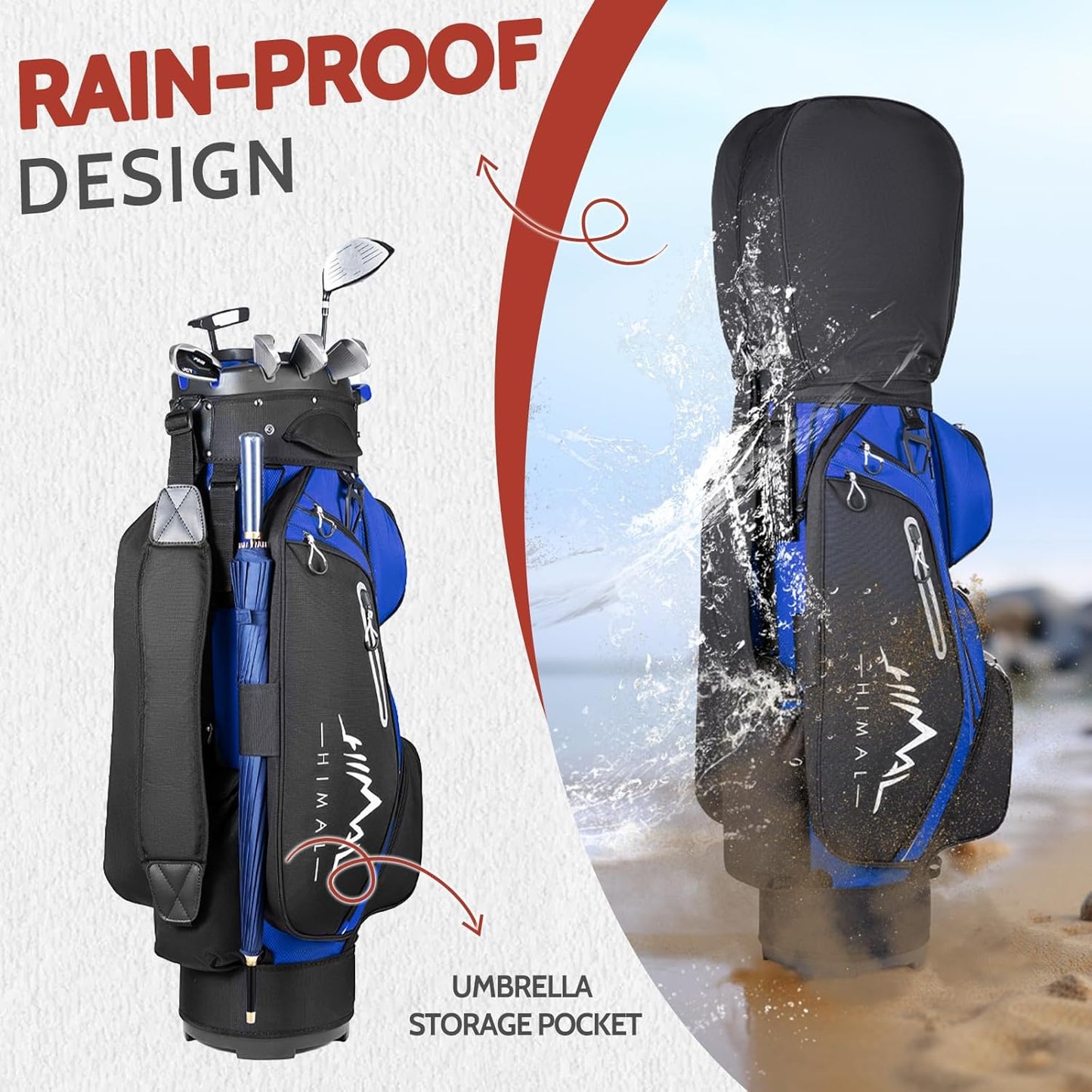 14-Way Golf Cart Bag Pro with Full Length Divider Top, Golf Bag for Men with Handles and Rain Cover